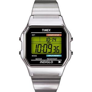 Timex - Men's Classic Digital 34mm Watch - Silver-Tone XL