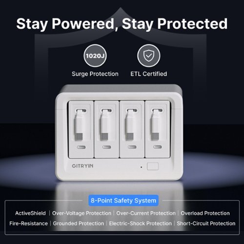 Gitryin Desktop Charging Station + 4 USB-C Retractable Charger, 40W, 31.5-Inch flat Cable, 8 AC - White HOW TO BUY