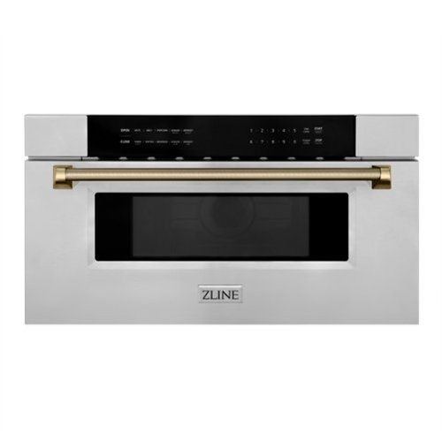 ZLINE - Autograph 30 in. 1.2 cu. ft. Built-in Microwave Drawer and Champagne Bronze Helix Handle - Stainless Steel