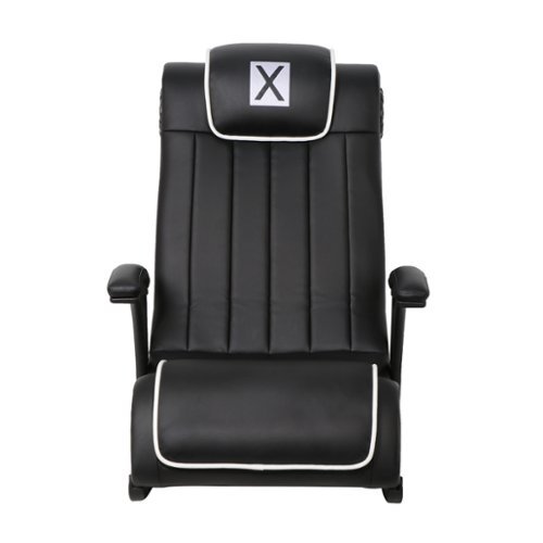 X Rocker - Midnight Pro Series Floor Rocker 2.1 Gaming Chair - Black and White-Front_Standard 