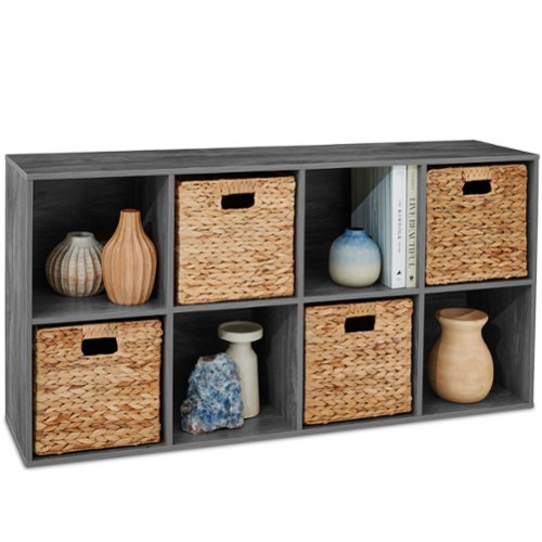 Best Choice Products - 8-Cube Bookshelf, 13.5in Display Storage System, Organizer w/ Removable Back Panels - Dark Gray-Front_Standard 