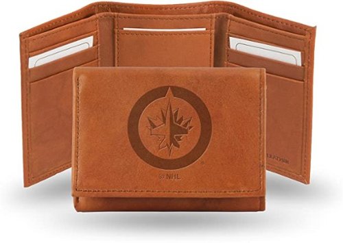 Rico Industries - Winnipeg Jets NHL Embossed Brown Leather Trifold Wallet - Multi-Front_Standard 