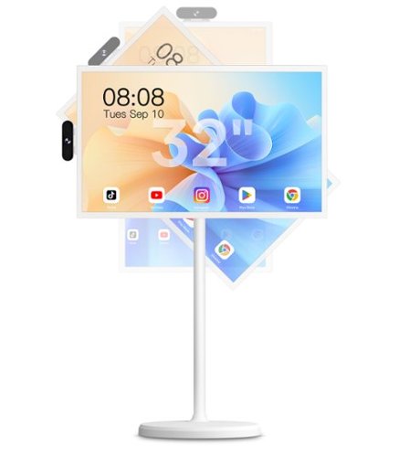 Cozyla - 32 inch Smart Portable TV with Stand on Wheels Full Swivel Rotation Support Google Store 4K Camera Remote Control-Front_Standard 