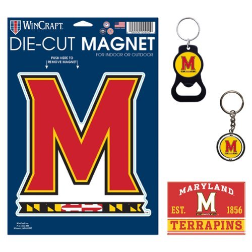 WinCraft - Maryland Terrapins 4-Pack Key Rings and Magnets Set - Multicolor-Front_Standard 