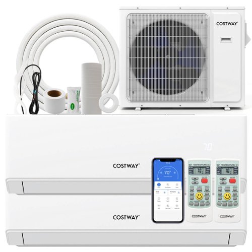 Costway - 36000 BTU 2 Zone 12k + 12k Mini Split Air Conditioner 23 SEER2 208-230V Wifi Enabled - White-Front_Standard 