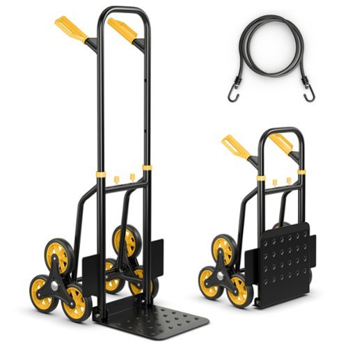 Costway - Stair Climber Hand Truck with Telescoping Handle and Rubber Wheels with 350 Lb Capacity - Black/Yellow