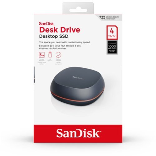 SANDISK 4TB Desk Drive USB Type C Desktop External SSD Black
