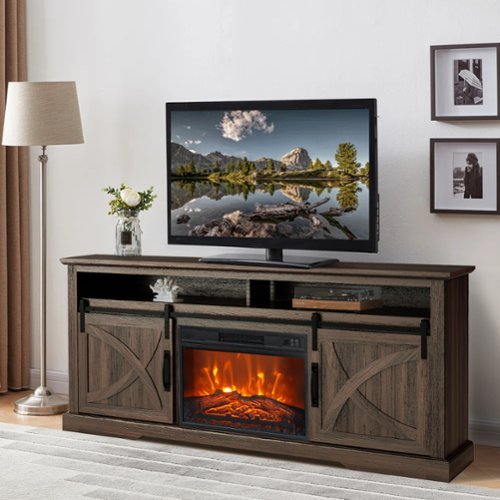 Ihomeadore - 58" Farmhouse Electric Fireplace TV Stand for TV up to 65" - Brown-Front_Standard 
