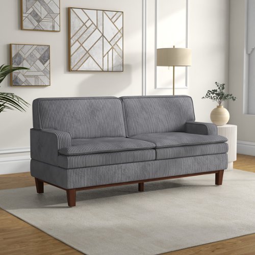 Bestier 75" Luxury Soft Corduroy Fabric Sofa, Small 2 Seat Sofa for Living Room with Padded Seat, Overstuffed Backrest - Gray