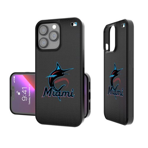 Keyscaper - MLB - Miami Marlins Linen Logo iPhone Bump Case - 16 Pro Max - Black-Front_Standard 