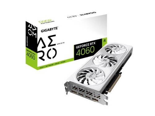 GIGABYTE NVIDIA GeForce RTX 4060 AERO OC 8GB GDDR6 PCI Express 4.0 Graphics Card - White WORLDWIDE DELIVERY