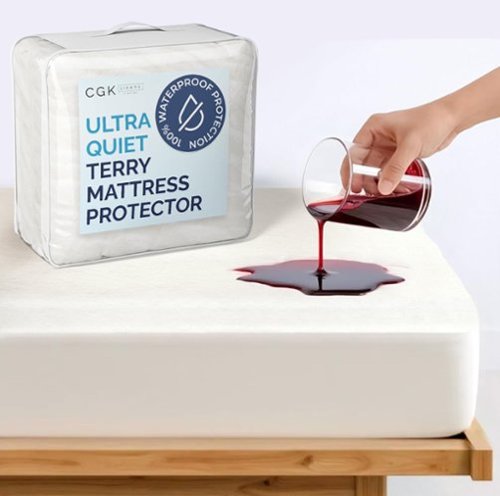 CGK Linens - 100% Premium Waterproof Terry Mattress Protector - Full - White-Front_Standard 