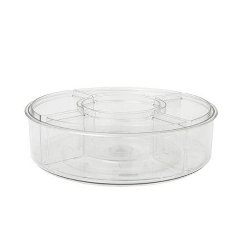 Martha Stewart - Brody 12" Lazy Susan Plastic Desktop Turntable with 5 Removable Storage Bins - Clear-Front_Standard 