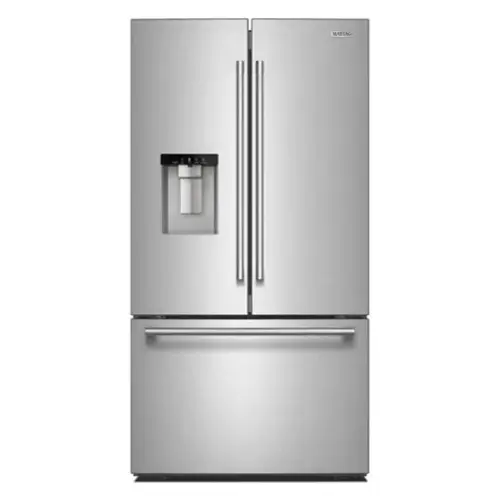 Front. Maytag - Maytag - Maytag 30 Cu. Ft. XL Capacity French Door Bottom Mount Refrigerator with In-Door-Ice Dispensing System - Fingerprint-Resistant Stainless Finish.