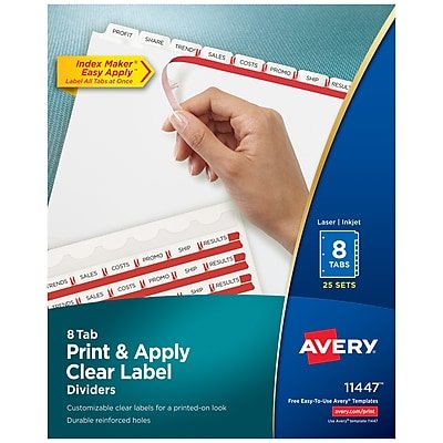 Avery - Index Maker Paper Dividers with Print & Apply Label Sheets, 8 Tabs, 25 Sets/Pack - White-Front_Standard 