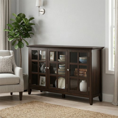 Simpli Home - Acadian Solid Wood 62 inch Wide Transitional Wide Storage Cabinet - Brunette Brown-Front_Standard 
