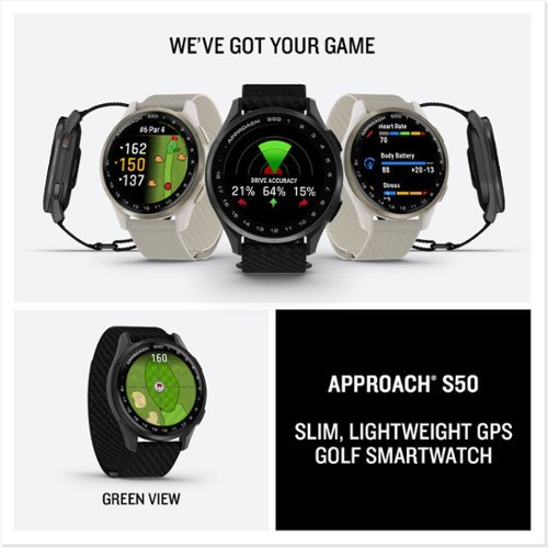 Garmin Approach S50 GPS Smartwatch 43mm Anodized Aluminum - Slate Aluminum Bezel with Black Nylon Band GLOBAL SHIPPING