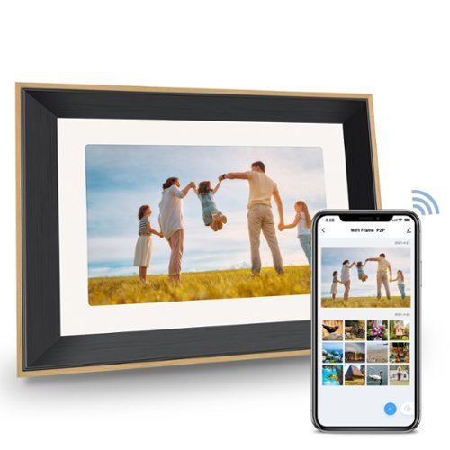 eco4life - 10.1" Smart WiFi Art Frame - Mother's Day Gift, Wood Frame, HD IPS Touch Screen, App Photo Sharing, Alexa - Black-Front_Standard 
