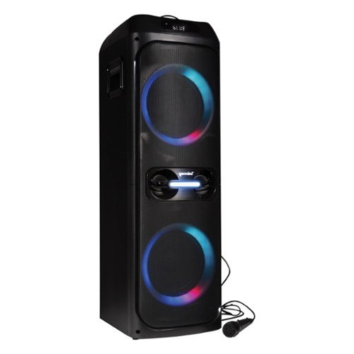 Gemini - Portable Bluetooth TWS Speaker GHK-2800, LED Party Lighting, Wired Microphone - Black-Front_Standard 
