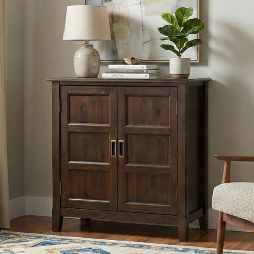 Simpli Home - Burlington 30 inch Wide Solid Wood Low Storage Cabinet - Mahogany Brown-Front_Standard 