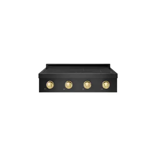 Front. ZLINE - Autograph 30 in. Paramount Built-in Induction Rangetop with 4 Element Cooktop in Black Steel & Polished gold Accents - Black Stainless Steel.
