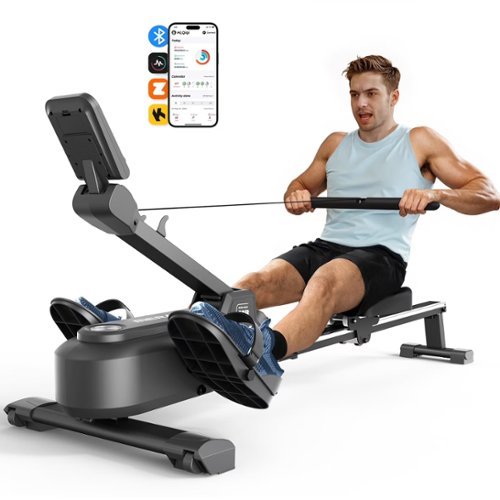 MERACH - R25 Magnetic Rowing Machine with 16 Levels, 350 lbs Weight Capacity, Silent Operation, Bluetooth App Support - Black-Front_Standard 