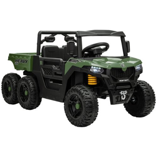 Qaba - 24V Kids Ride On Car with 6 Wheels, 2 Seater 4WD Electric Truck w/Dump Bed, Remote, LED Lights, Music-Front_Standard 