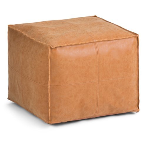 Simpli Home - Brody Square Pouf - Distressed Brown-Front_Standard 