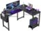 AOITUN - Reversible L-Shaped Desk 50" Computer Corner Gaming Table with Side Pouch & Bottom Shelf for Home Office - Black-Front_Standard