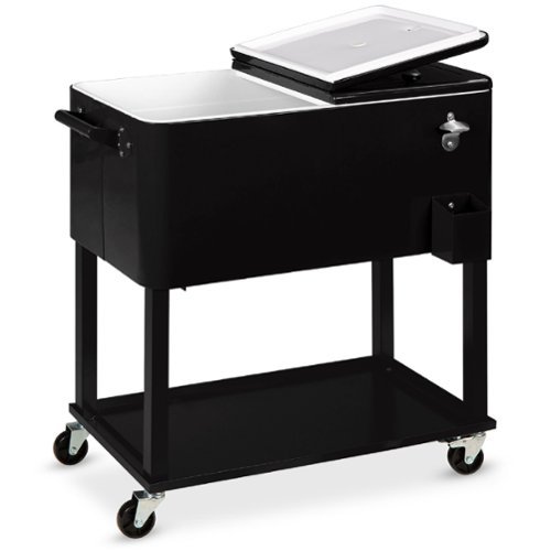Best Choice Products - 80qt Steel Rolling Cooler Cart w/ Bottle Opener, Catch Tray, Drain Plug, Locking Wheels - Black-Front_Standard 