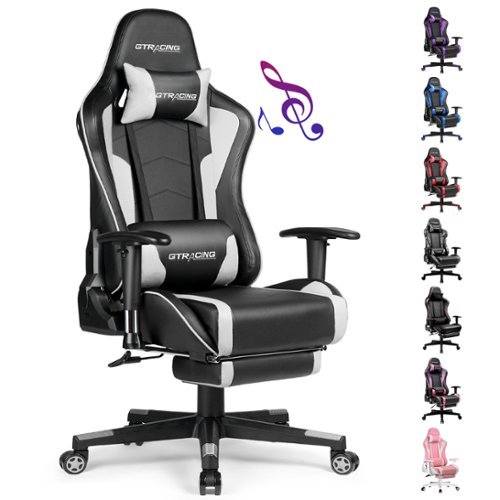 GTPlayer - Music Video Gaming Chair with Speaker Office Computer Chairs - White-Front_Standard 