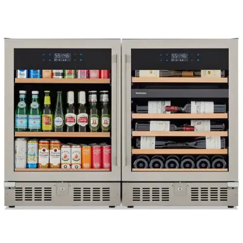 Front. Wine Enthusiast - SommSeries2 Beverage Station 46 bottle Dual Zone and 178 Can Beverage Center - Stainless Steel.