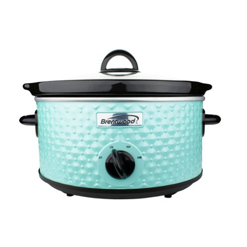 Brentwood - 3.5 Quart Diamond Pattern Slow Cooker - Blue-Front_Standard 