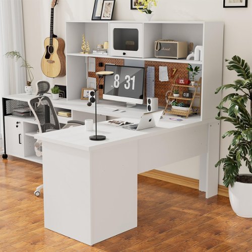 Aazon.co: TIYASE L Shaped Desk With Power Outlet And USB Port, 57 In - View #9