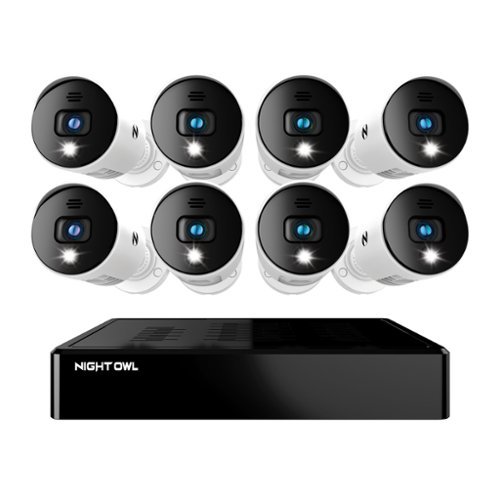  Night Owl - 8-Channel, 8-Camera Indoor/Outdoor Wired 1080p HD 1TB DVR Spotlight Cameras - White
