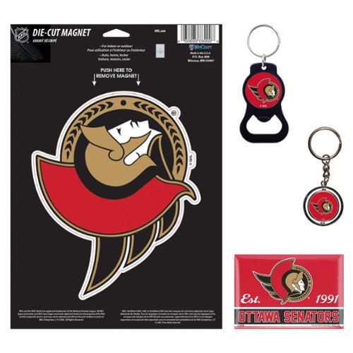 WinCraft - Ottawa Senators 4-Pack Key Rings and Magnets Set - Multicolor-Front_Standard 