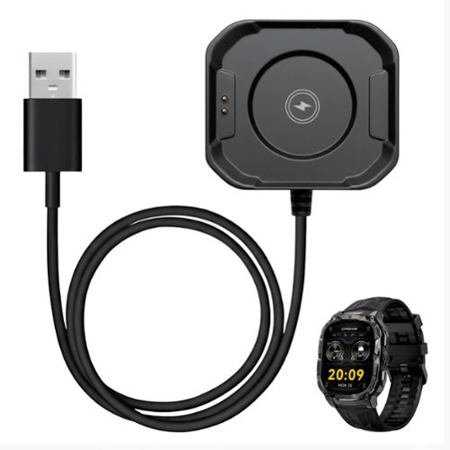 USB Charger for Carbinox Smartwatch – Fast Charging, Sleek Design, Reliable Performance - Black-Front_Standard 