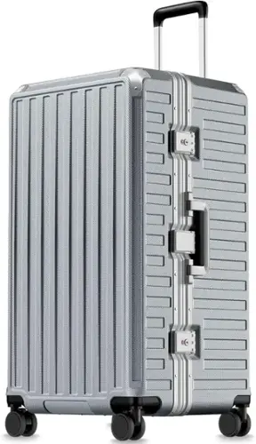 Front. LUGGEX - LUGGEX 30 Inch Checked Luggage with TSA Lock, Aluminum Frame Zipperless Suitcase 8010S - ZX-Core - Silver.