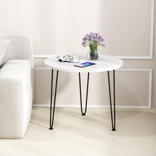 Costway Small Round Coffee Table w/ Thickened Tabletop & Metal