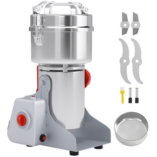 Topteng - 700g Commercial Grain Grinder, 28000RPM High-Speed Electric Mill, 1800W, Stainless Steel for Herb/Spice/Cereal - Chrome-Front_Standard 