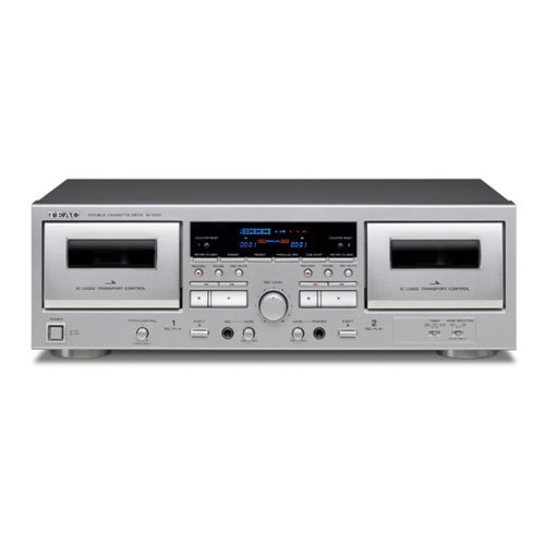 TEAC - W-1200 Dual Cassette Player & Recorder with Pitch Control, Mic Input, & USB Out - Silver-Front_Standard 