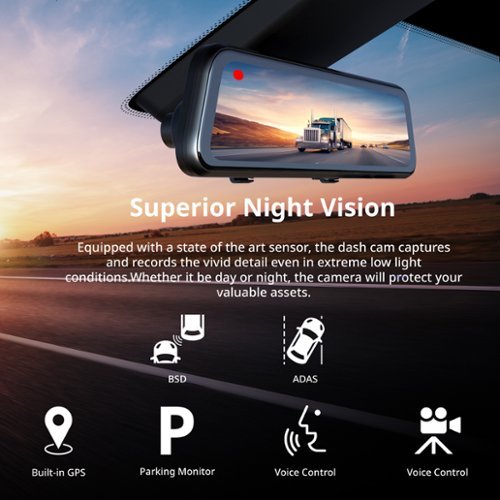 Rexing M1 PRO Front and Rear Mirror Dash Cam 1440p (FRONT) + 1080p (REAR) - Black GLOBAL SHIPPING