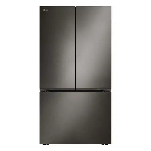 Front. LG - 36-in Wide Counter-Depth MAX 26.5 Cu. Ft. French Door Smart Refrigerator with Internal Water Dispenser - Black Stainless Steel.