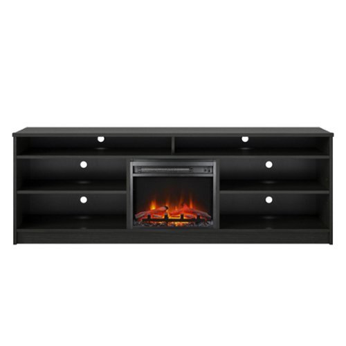 Ameriwood Home - Hendrix 75" TV Stand with Electric Fireplace - Black Oak-Front_Standard 