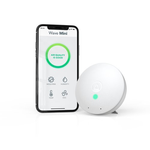Airthings Wave Mini Indoor Air Quality Monitor w/TVOC, Temp & Humidity sensors w/Mold Risk Indicator - White INTERNATIONAL SHIPPING