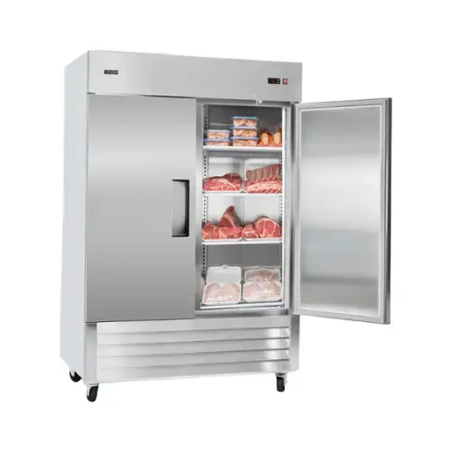 Front. VEVOR - Commercial Reach-In Freezer 54" W, 44 Cu.Ft Stainless Steel Upright Freezer with Double Doors, Auto-Defrost - Stainless steel color.