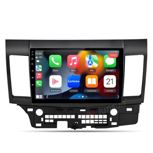 Junsun - 10" 8 Core Android 15 4+64GB carplay Car Stereo Radio For Mitsubishi Lancer 2008-2012 GPS Navi WIFI SWC RDS DSP BT FM - Black-Front_Standard 