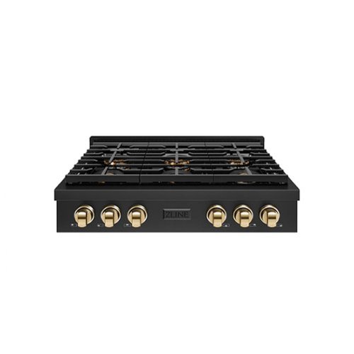 ZLINE - Autograph 36 in. Black Stainless Paramount Rangetop with 6 DuoPro Burners and Gold Accents (PSRTBZ-36-G) - Black Stainless Steel