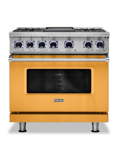 Viking - 36"W./24"D. Dual Fuel Sealed Burner Range-4 Burners/Griddle-LP - Daffodil-Front_Standard 