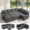 Dyonery - 7-Seat Modular Sectional Sleeper Sofa with Pull-Out Bed, Reclining Backrest, USB Ports, Table, LED Lights,Gray - Gray-Front_Standard